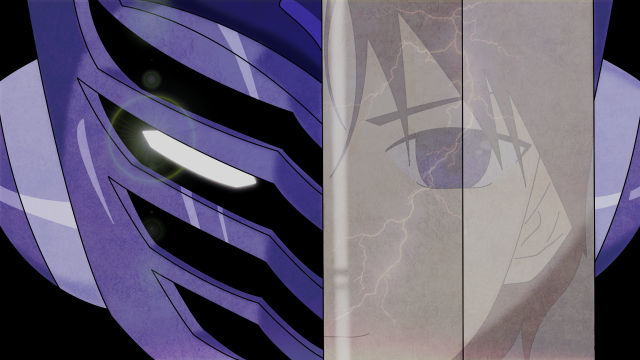 Purple black anime eyeball center free wallpaper for desktop - medium preview image