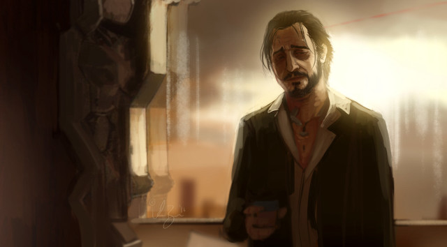 Man standing mirror coffee holding free wallpaper for desktop - medium preview image