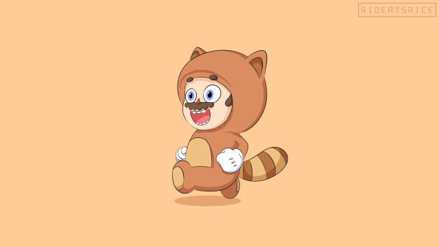 Cartoon racoon running smile happy free wallpaper for desktop - medium preview image