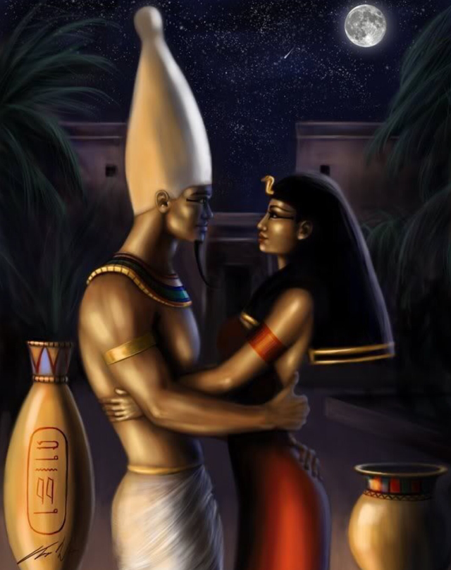 Egyptian men embracing night sky free wallpaper for mobile - medium preview image