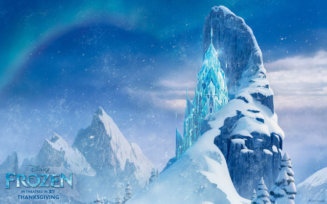 Frozen castle rainbow snow background free wallpaper for desktop - medium preview image
