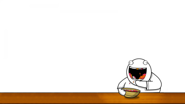 Cartoon character sitting table bowl free wallpaper for desktop - medium preview image