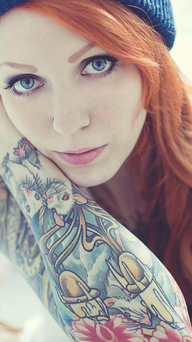 Woman tattoo hat cat arm free wallpaper for mobile - medium preview image