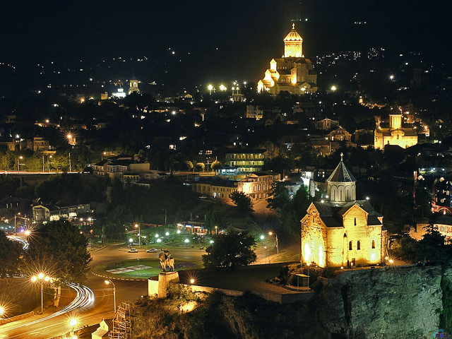 City night clocktower hill lighttrail free wallpaper for desktop - medium preview image