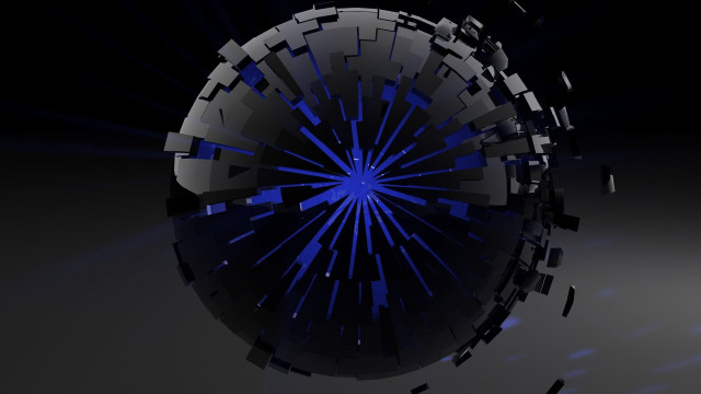 Large blue light centerpiece black free wallpaper for desktop - medium preview image