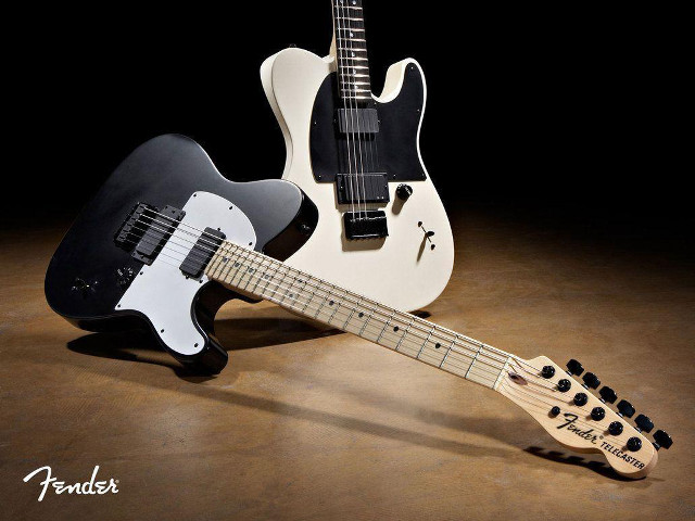 Black white guitar brown background free wallpaper for desktop - medium preview image