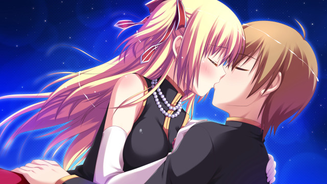 Anime couple kissing blue sky #2 free wallpaper for desktop - medium preview image