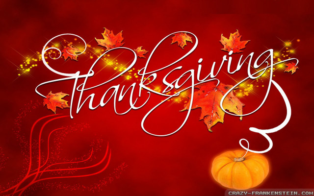 Thanksgiving greeting pumpkin leaves autumn #2 free wallpaper for desktop - medium preview image