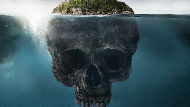 Skull floating water island head free wallpaper for desktop - medium preview image