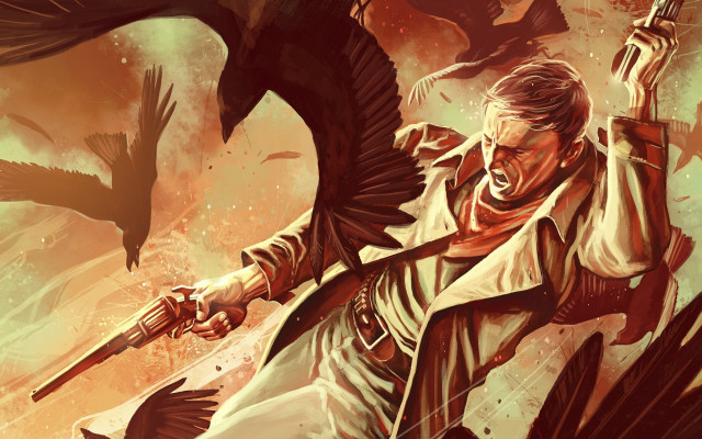 Man gun bird knife flying free wallpaper for desktop - medium preview image