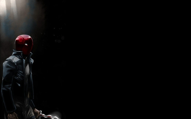 Man red helmet dark hands free wallpaper for desktop - medium preview image