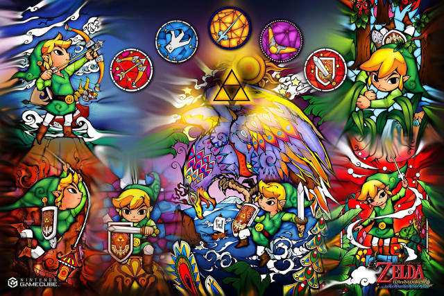 Zelda characters cartoon colorful background free wallpaper for desktop - medium preview image