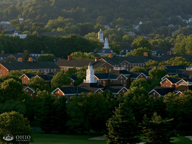 Town clock tower trees hills free wallpaper for desktop - medium preview image
