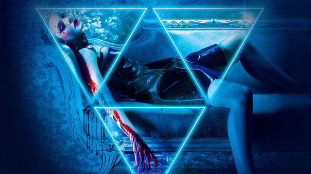 Woman bed neon light triangle free wallpaper for desktop - medium preview image