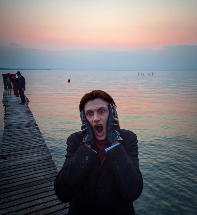 Woman dock mouth open man free wallpaper for tablet - medium preview image