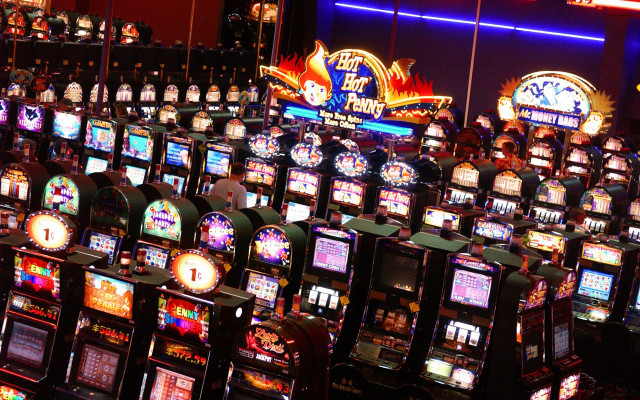 Neon slot machines cityscape ferris free wallpaper for desktop - medium preview image