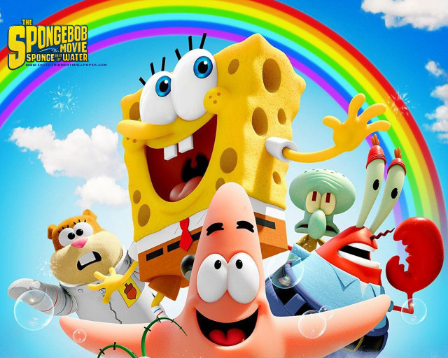 Spongebob movie poster characters rainbow free wallpaper for desktop - medium preview image