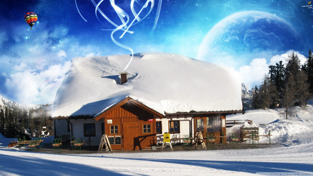 House snow sky background winter free wallpaper for desktop - medium preview image