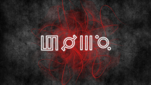 Red neon om bauhaus artist free wallpaper for desktop - medium preview image
