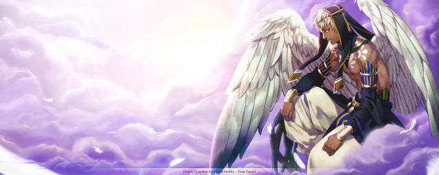 Man wings clouds sword halo free wallpaper for desktop - medium preview image