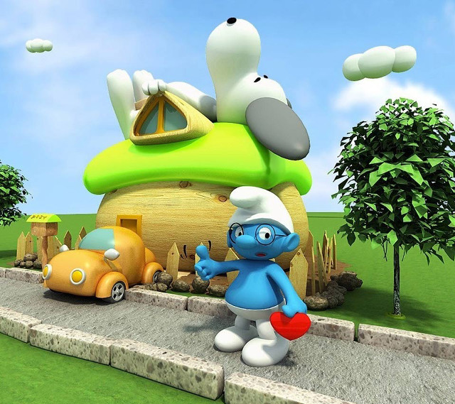 Cartoon character house car road free wallpaper for tablet - medium preview image