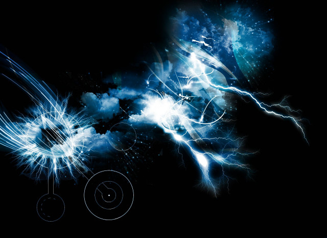 Lightning storm blue swirls night free wallpaper for desktop - medium preview image
