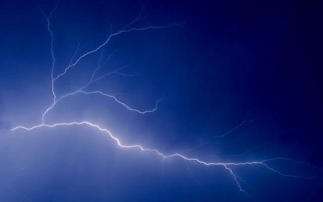 Lightning plane night sky volumetric free wallpaper for desktop - medium preview image
