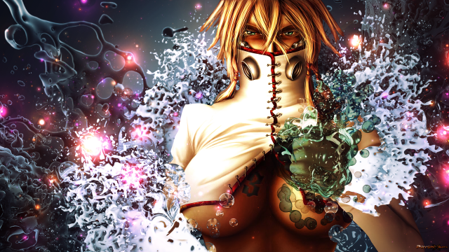 Woman mask phone bubbles neck free wallpaper for desktop - medium preview image