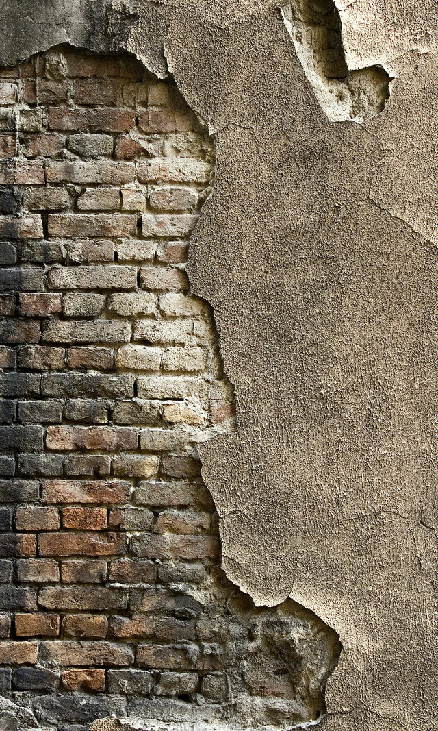 Brick wall hole clock background free wallpaper for mobile - medium preview image