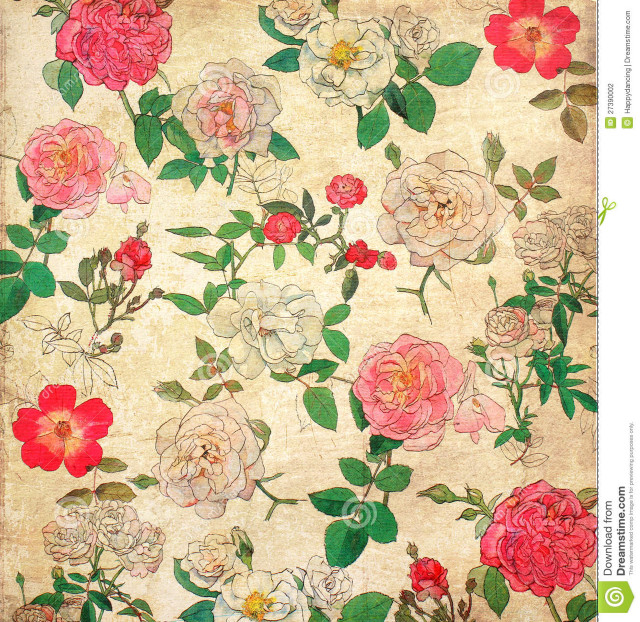 Floral pattern roses beige background free wallpaper for tablet - medium preview image