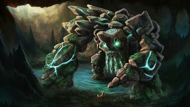 Giant creature glowing eyes forest free wallpaper for desktop - medium preview image