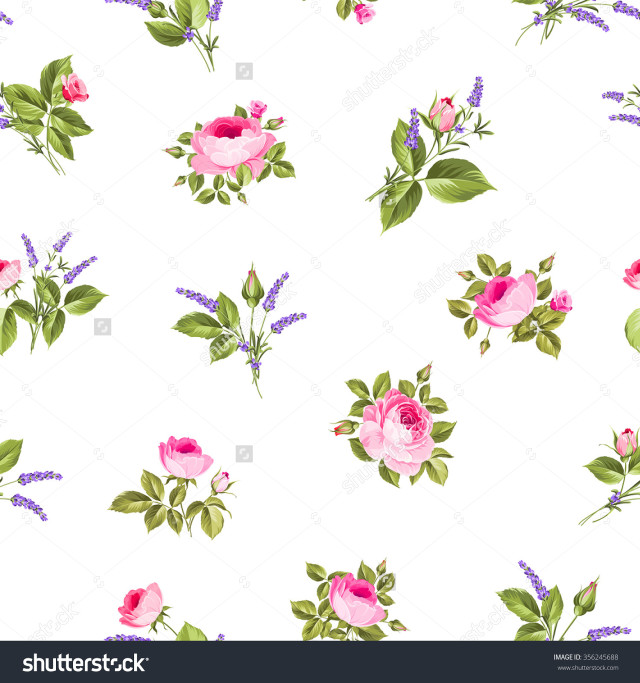 Pink roses lavenders floral pattern free wallpaper for tablet - medium preview image