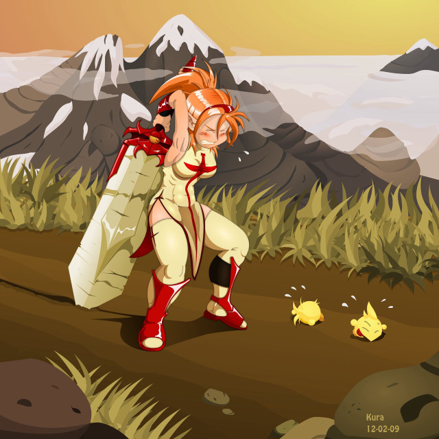 Cartoon woman sword gold stars free wallpaper for tablet - medium preview image