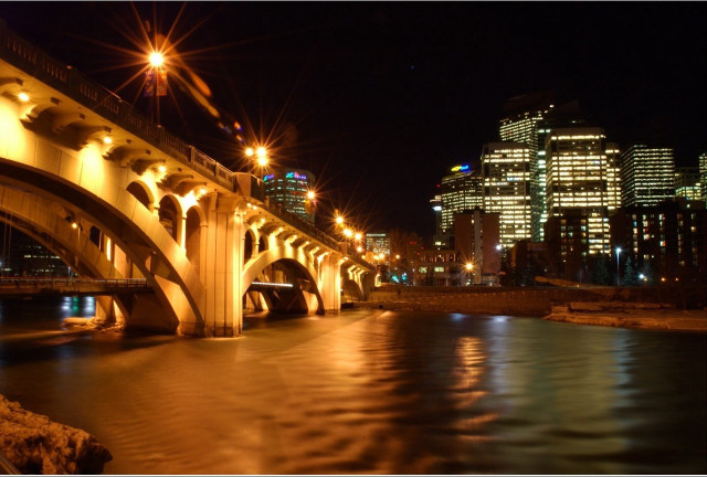 Bridge river city night lights #11 free wallpaper for desktop - medium preview image