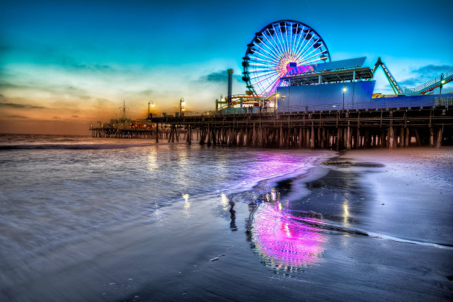 Ferris wheel pier ocean sunset #3 free wallpaper for desktop - medium preview image