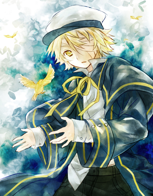 Man blue jacket hat bird free wallpaper for mobile - medium preview image