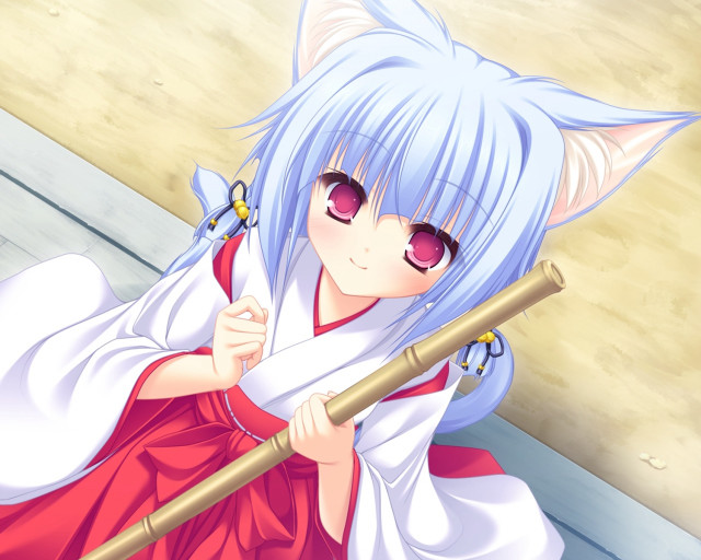 Anime girl blue hair white free wallpaper for desktop - medium preview image