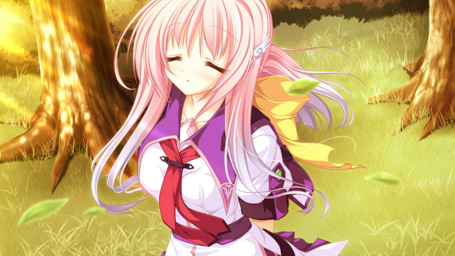 Pink haired girl forest white free wallpaper for desktop - medium preview image