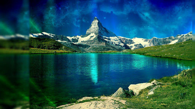Mountain lake blue sky clouds #6 free wallpaper for desktop - medium preview image