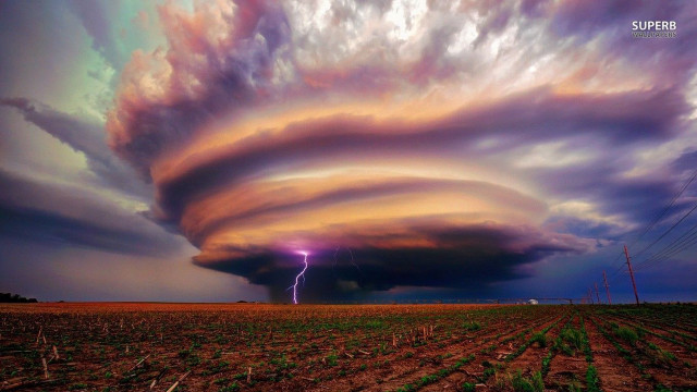 Storm cloud field lightning purple free wallpaper for desktop - medium preview image
