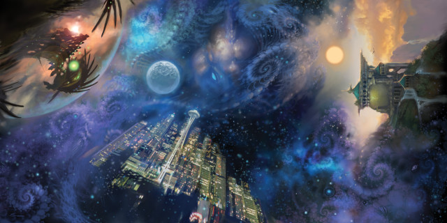 Space station galaxy city distant free wallpaper for desktop - medium preview image