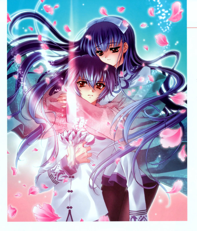 Anime girls blue hair sword free wallpaper for tablet - medium preview image