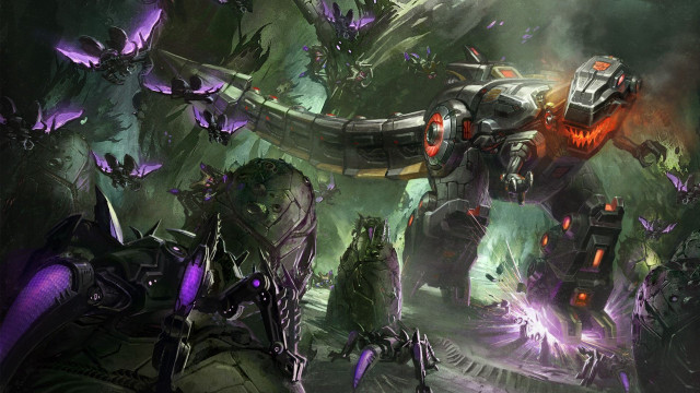 Warhammers demon giant robot battle free wallpaper for desktop - medium preview image