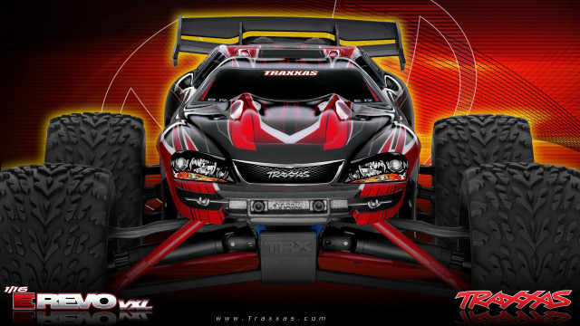 Red black monster truck striped free wallpaper for desktop - medium preview image