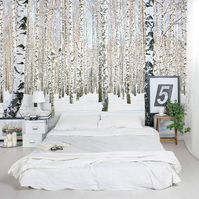 Bedroom bed wallpaper trees picture free wallpaper for tablet - medium preview image