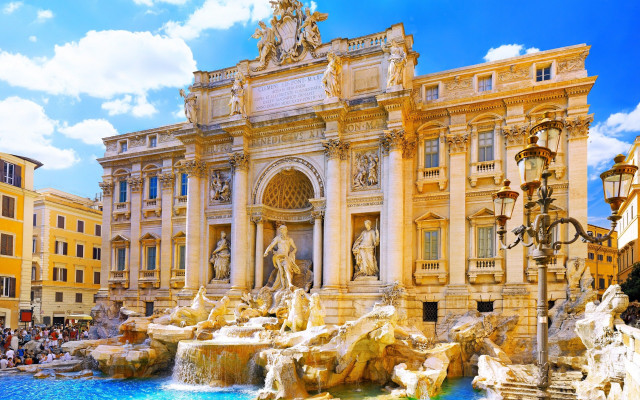 Neoclassicism fountain building arch bridge free wallpaper for desktop - medium preview image