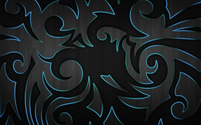 Black background blue swirls wooden free wallpaper for desktop - medium preview image