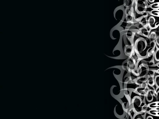 Black white swirl leaf pattern free wallpaper for desktop - medium preview image