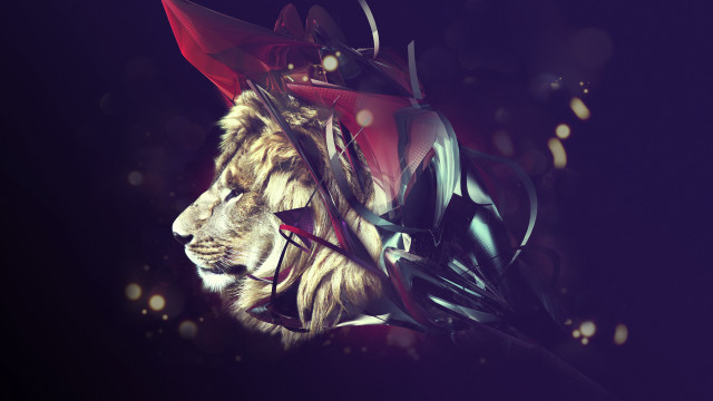 Lion helmet sword purple dark free wallpaper for desktop - medium preview image