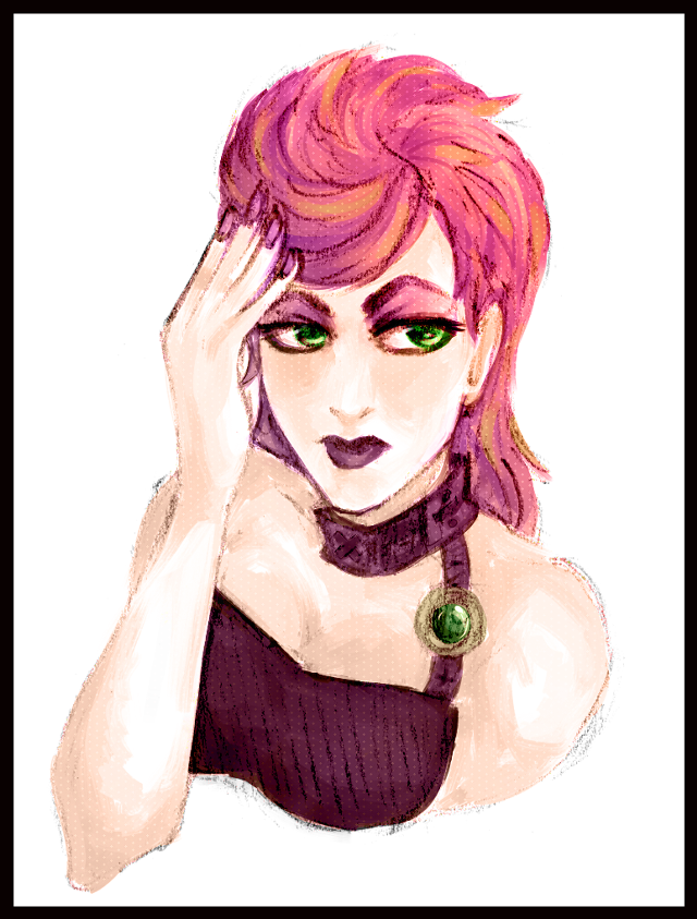 Pink hair green eyes necklace free wallpaper for mobile - medium preview image